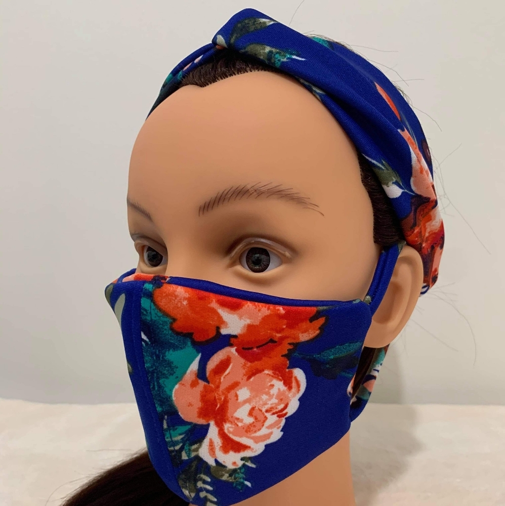 Boho Top Knot Headband and Facemask Set